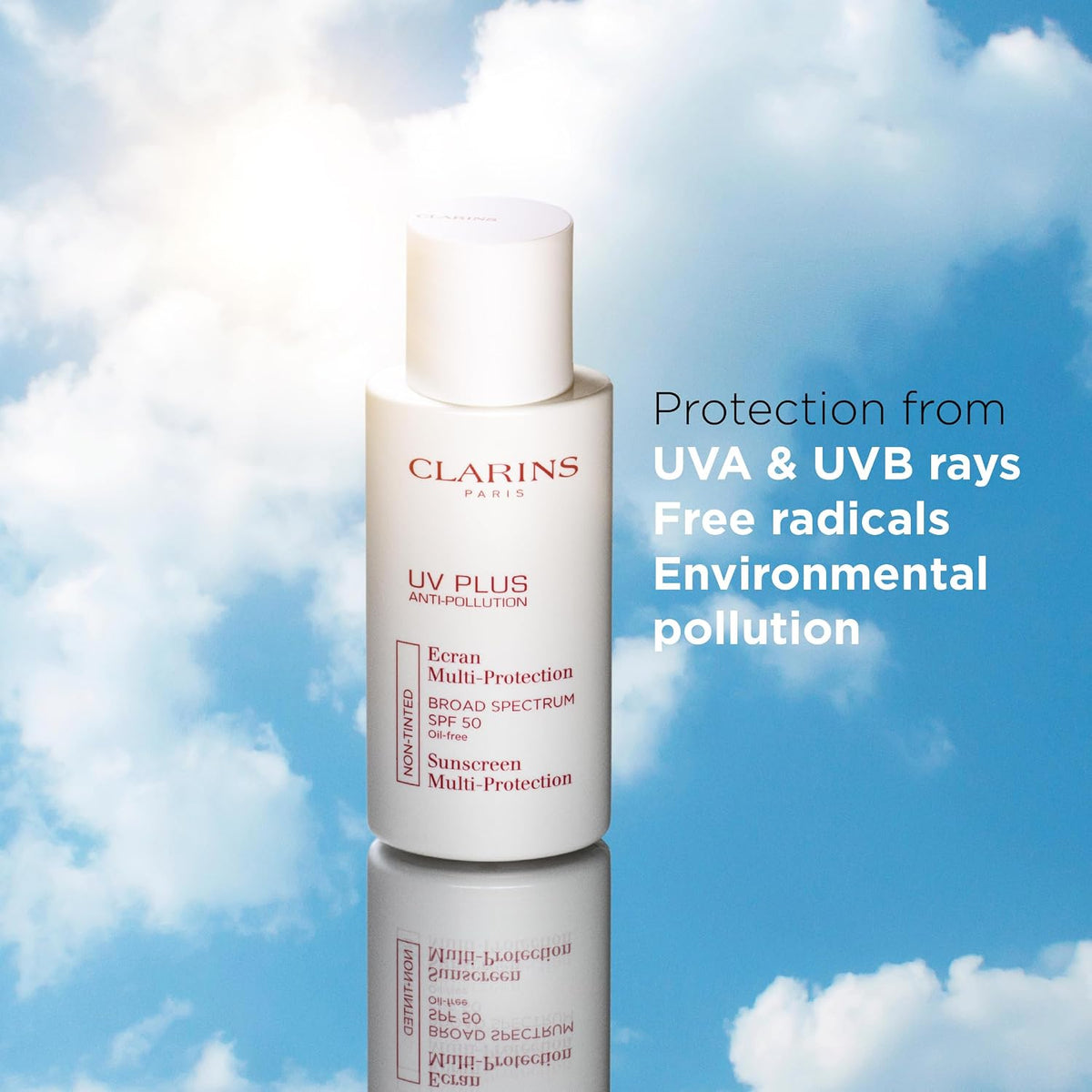 Clarins UV Plus Anti Pollution Sunscreen box packaging layout