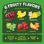 Nutritional facts and real fruit juice ingredients label on Black Forest gummy bag.