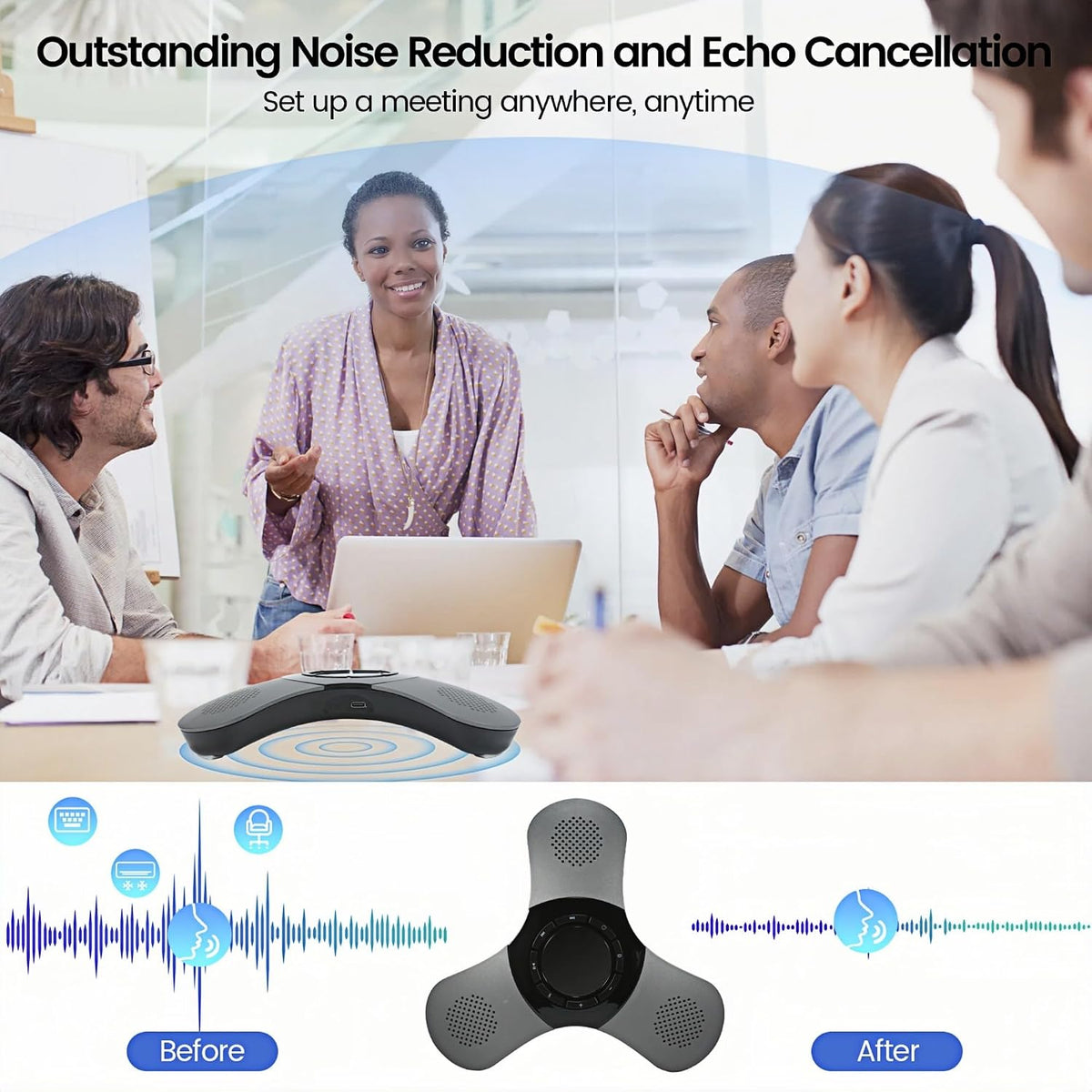 Svemei conference room microphone side profile and ports