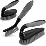 Trazon scrub brush set front view showing three premium cleaning shower scrubbers with gray and black handles