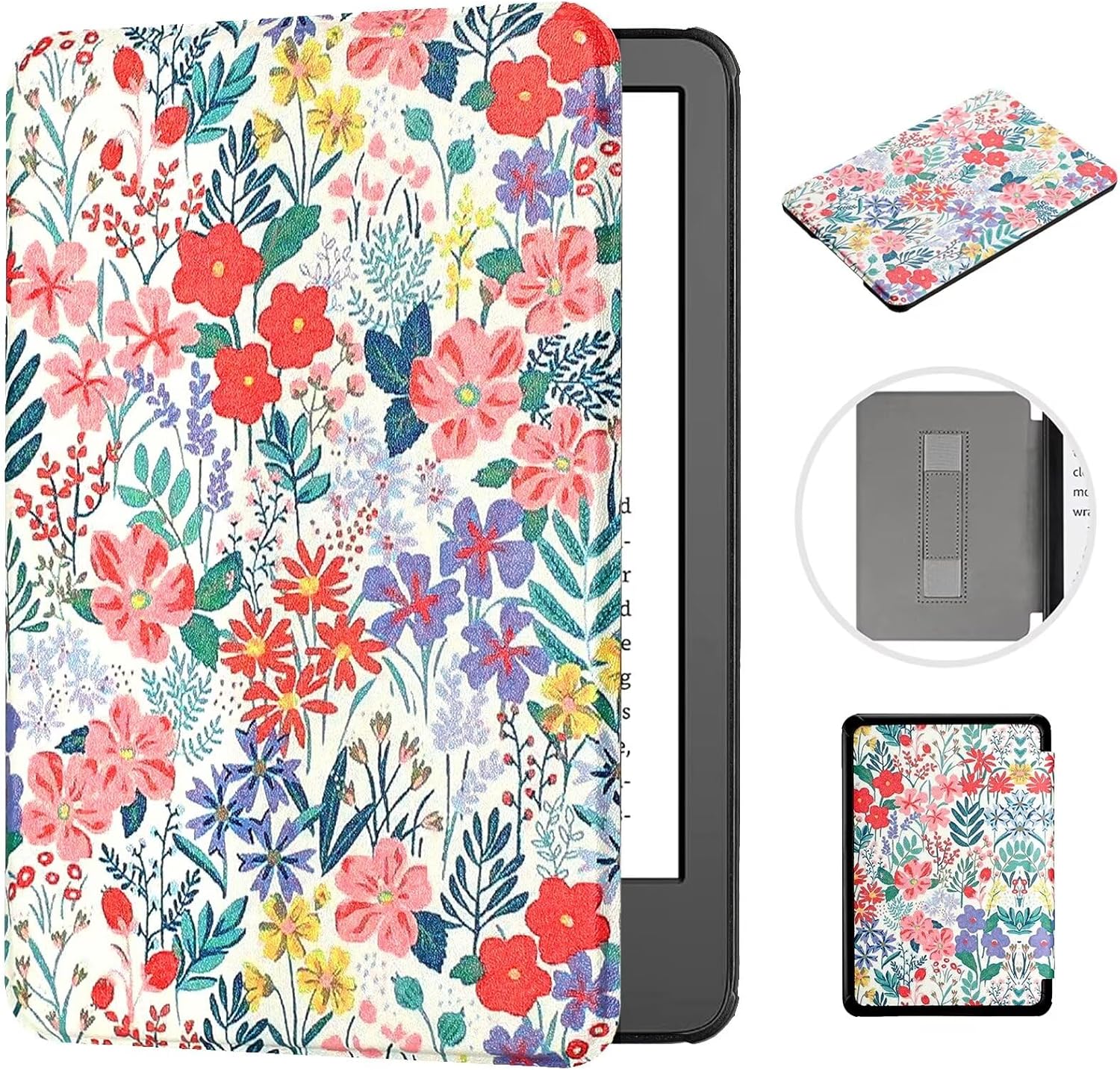 MonsDirect floral case for Kindle Paperwhite front view