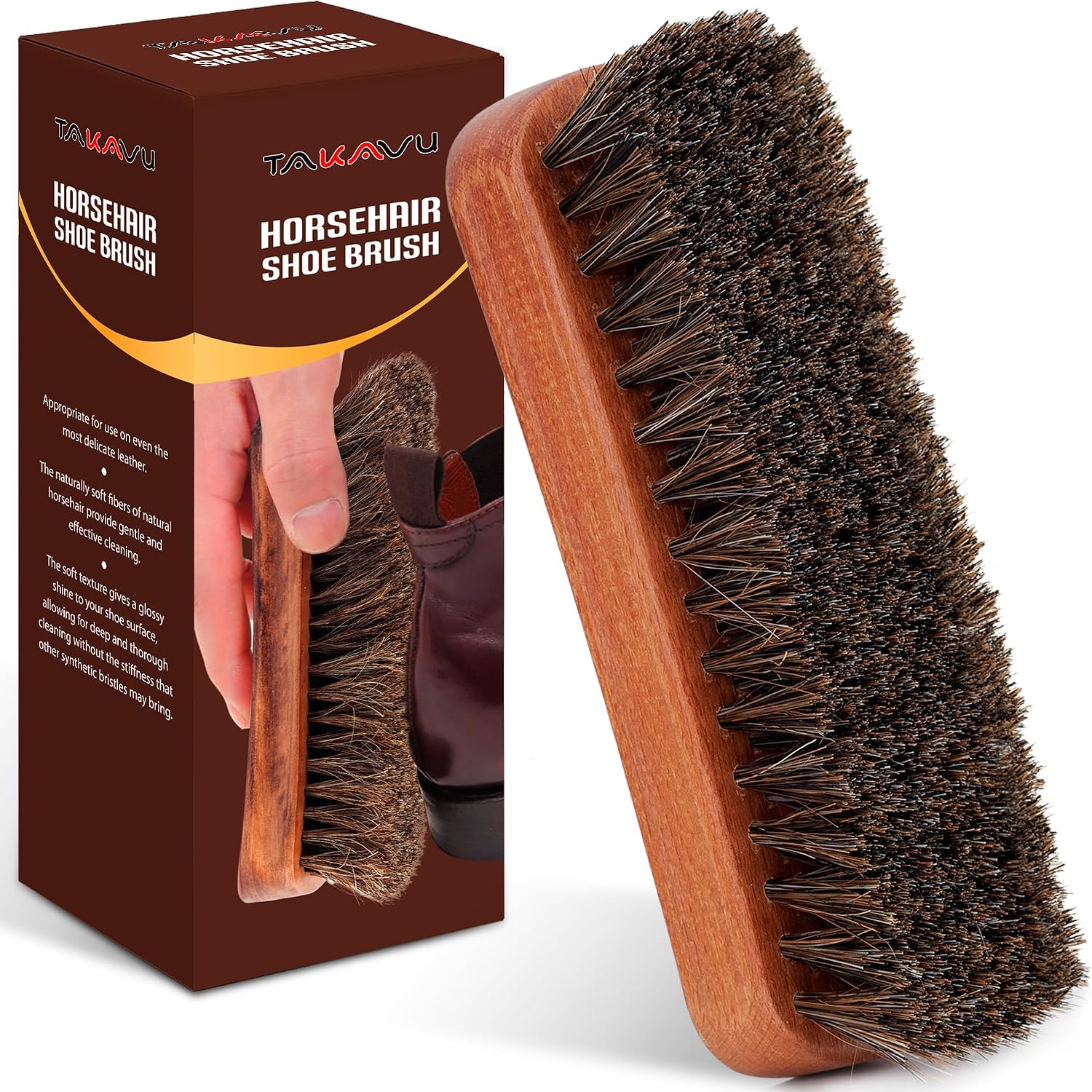 TAKAVU horsehair shoe brush front view