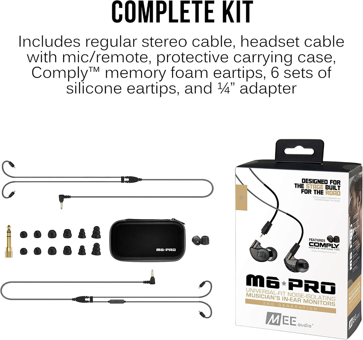 MEE audio M6 PRO In Ear Monitor Headphones for Musicians, 2nd Gen Model With Upgraded Sound, Memory Wire Earhooks & Replaceable Cables, Noise Isolating Professional Earbuds, 2 Cords Included (Black) - Image 9