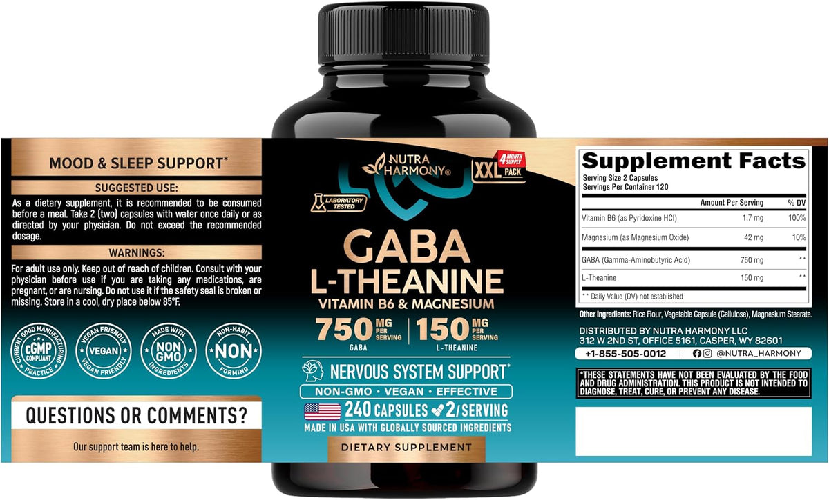 Nutraharmony supplement bottle showing nutritional facts label