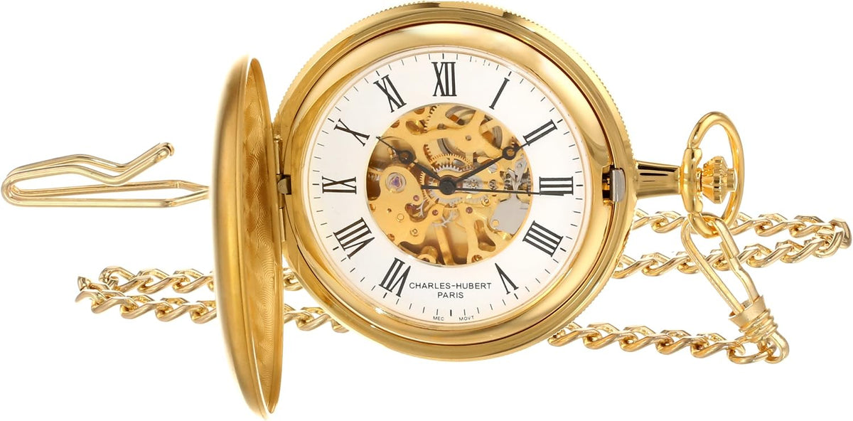Charles-Hubert Paris gold-plated mechanical pocket watch front view