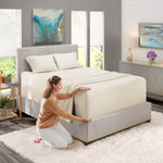 Nestl off white fitted sheet showing deep pocket depth