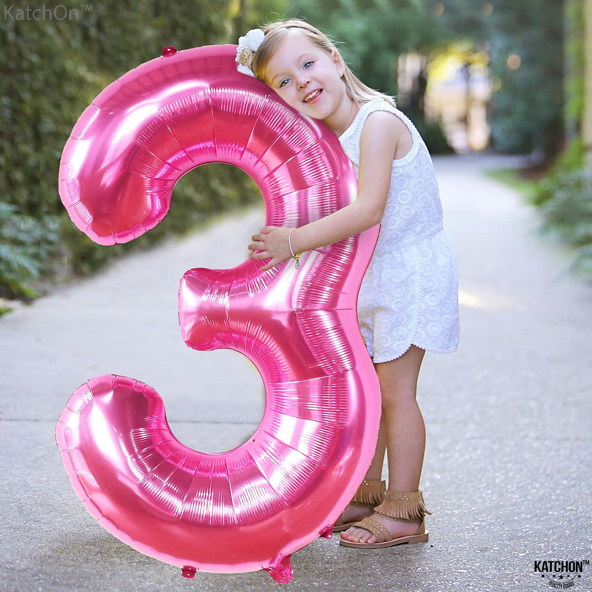 KatchOn pink number 3 balloon for girls birthday