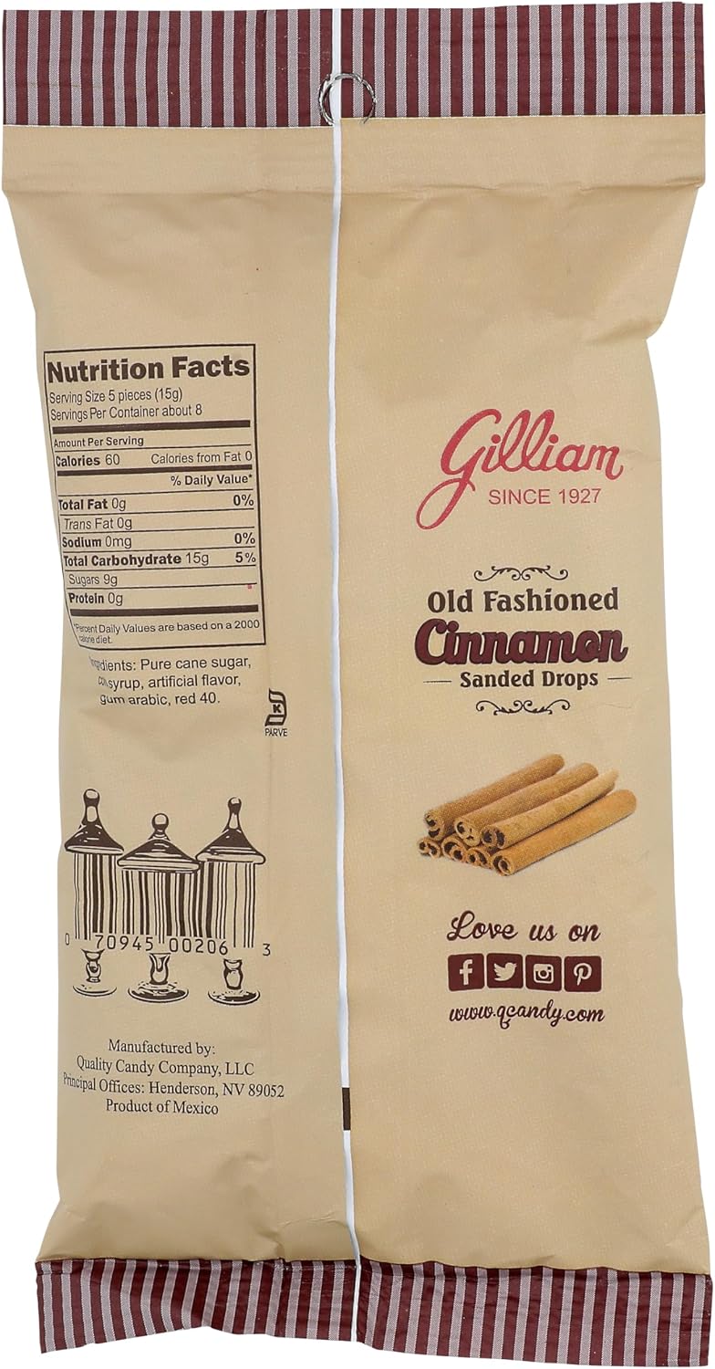 Close up of Gilliam cinnamon hard candy with sugar sanding