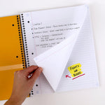 Close up of perforated notebook pages for clean sheet removal