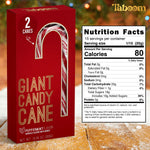 Oversized ten inch dye free peppermint candy canes inside festive packaging