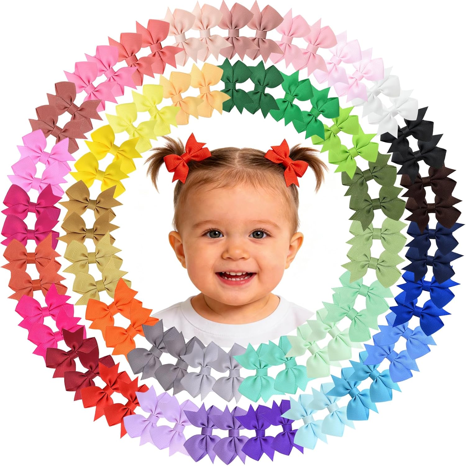 Alinmo fully lined hair bow clips front view