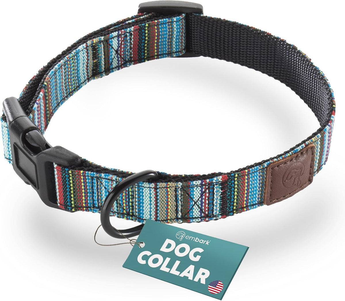 Embark Dog Collar - Adjustable Heavy Duty Outdoor Pet Training Collar | Built With Durable Waterproof Nylon, a Heavy Duty D-Shape Leash Attachment Hook, and an Adjustable Strap - Aztec - Image 11