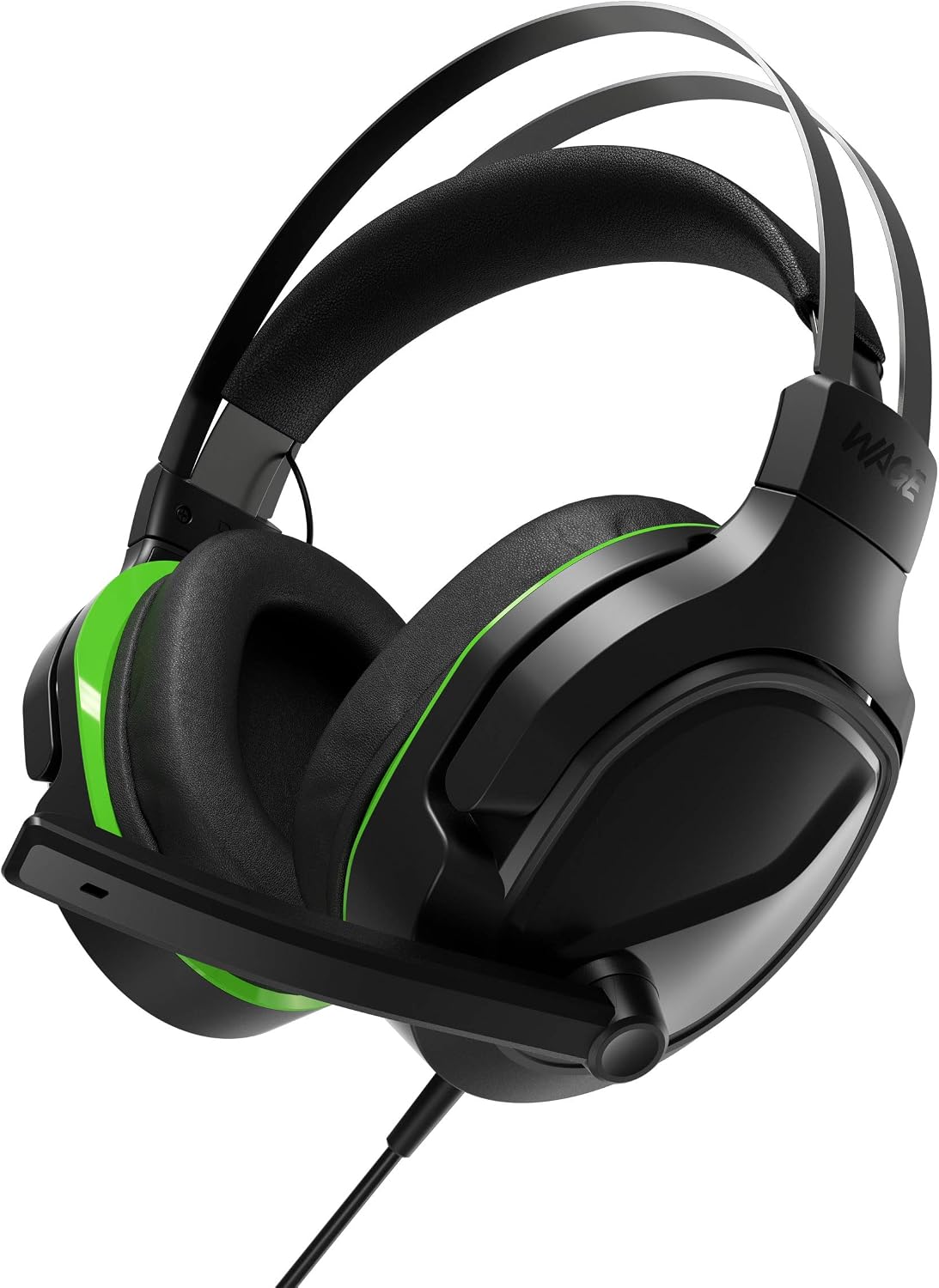 Wage wired gaming headset angled shot displaying padded headband and cushions