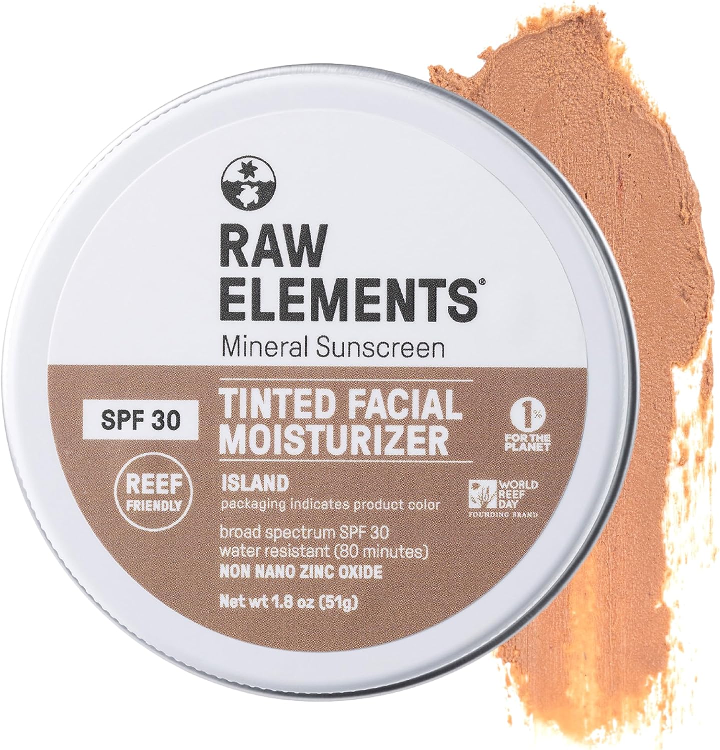 Raw Elements tinted face sunscreen front view container