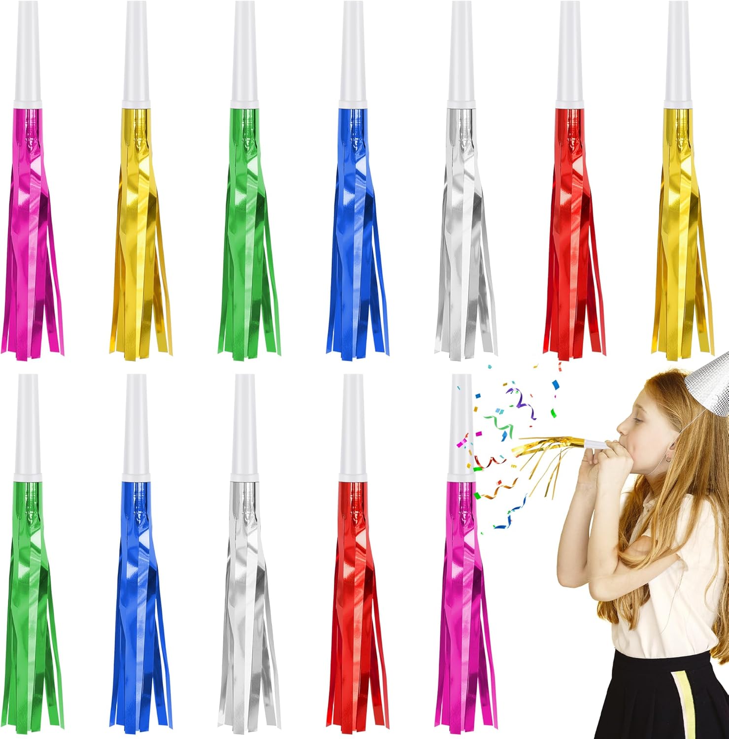 Twavang glitter metallic party blower front view for adult birthday
