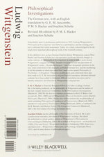 Philosophical Investigations paperback back cover and publisher details view