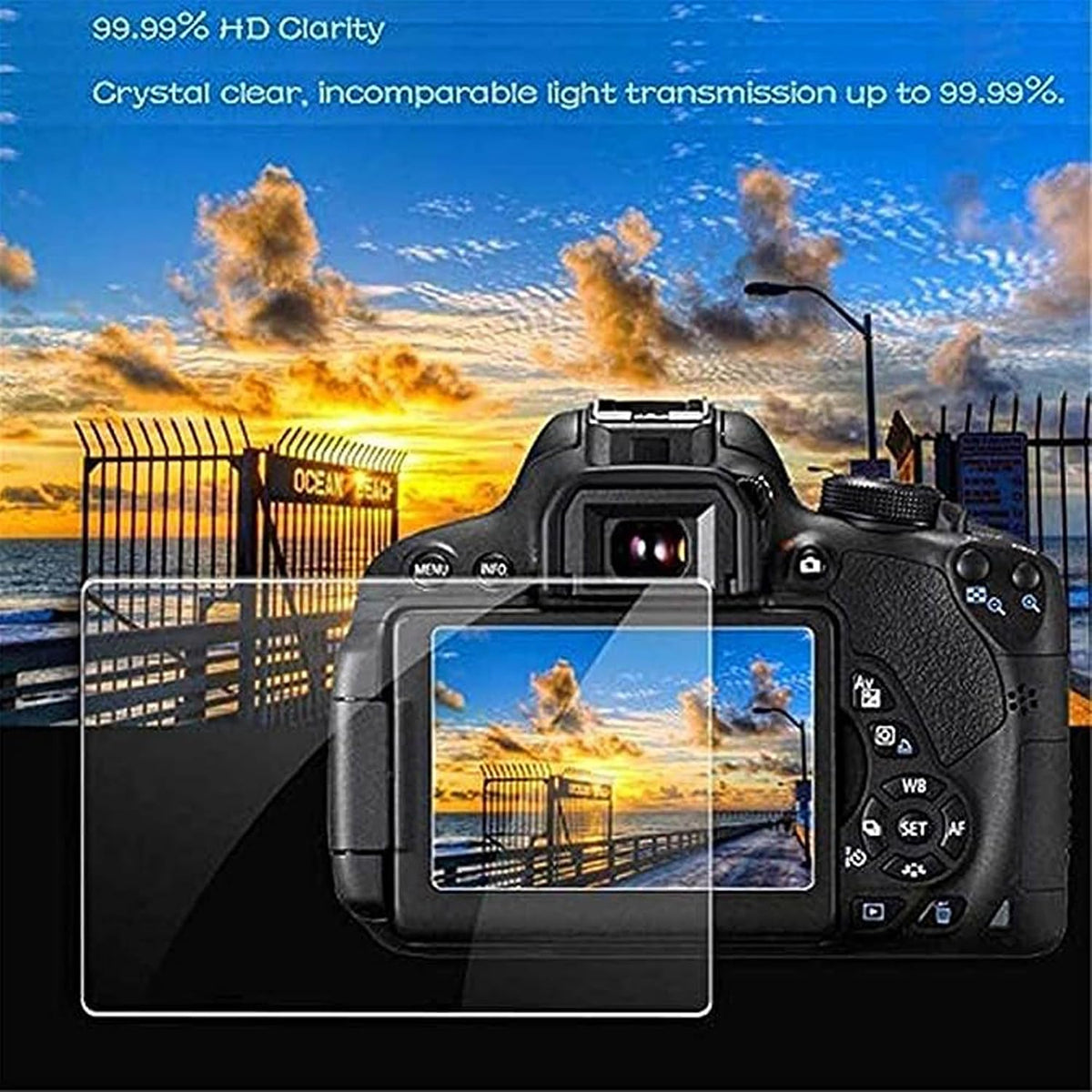 Nikon DSLR camera displaying 9H hardness glass shield