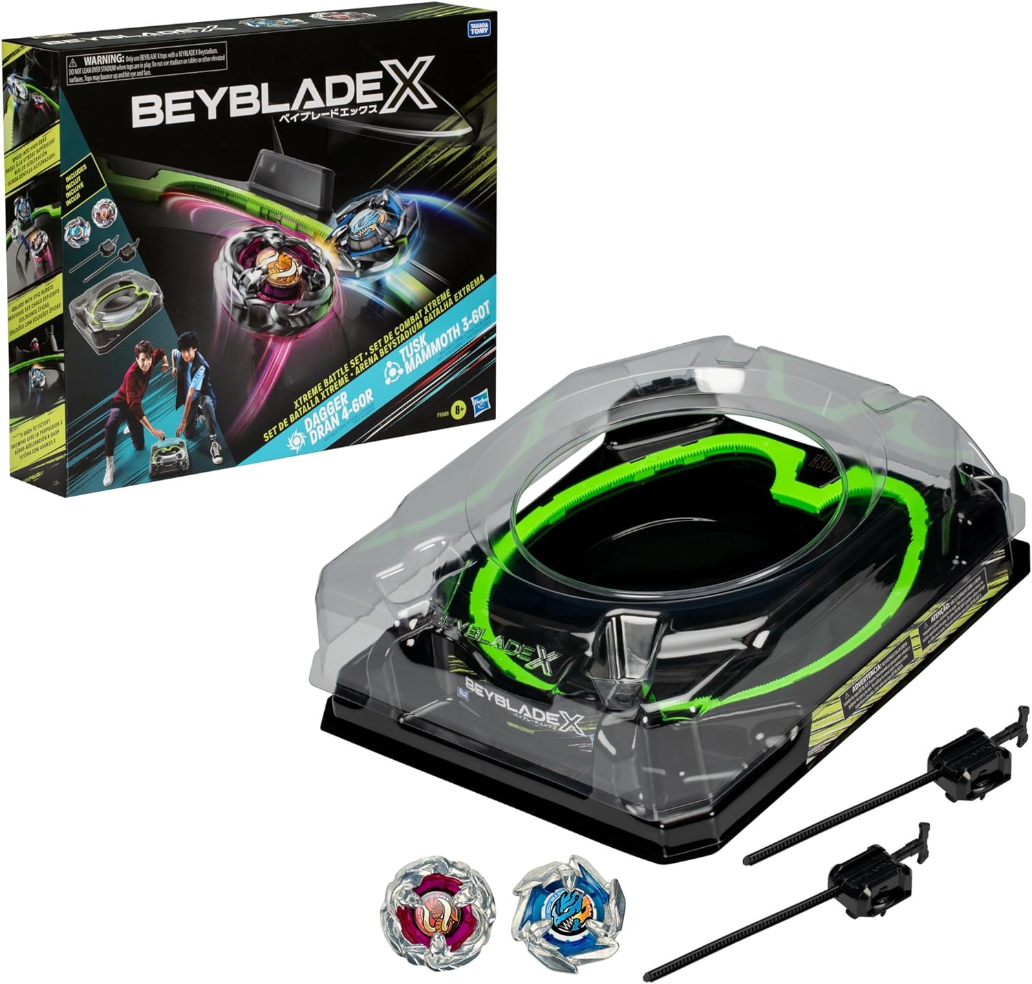 Beyblade X Xtreme Battle Set front view with arena and tops