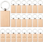 Fuceury blank wooden key chain front view showing rectangular wood design