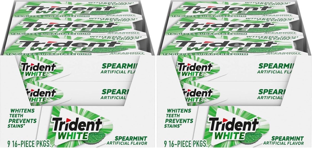 Trident White Peppermint Sugar-Free Chewing Gum, 9 Packs of 16 Pieces (144 Total Pieces) - Image 12