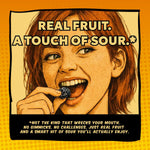 Real fruit sour bites poured out of the bag on a clean background.