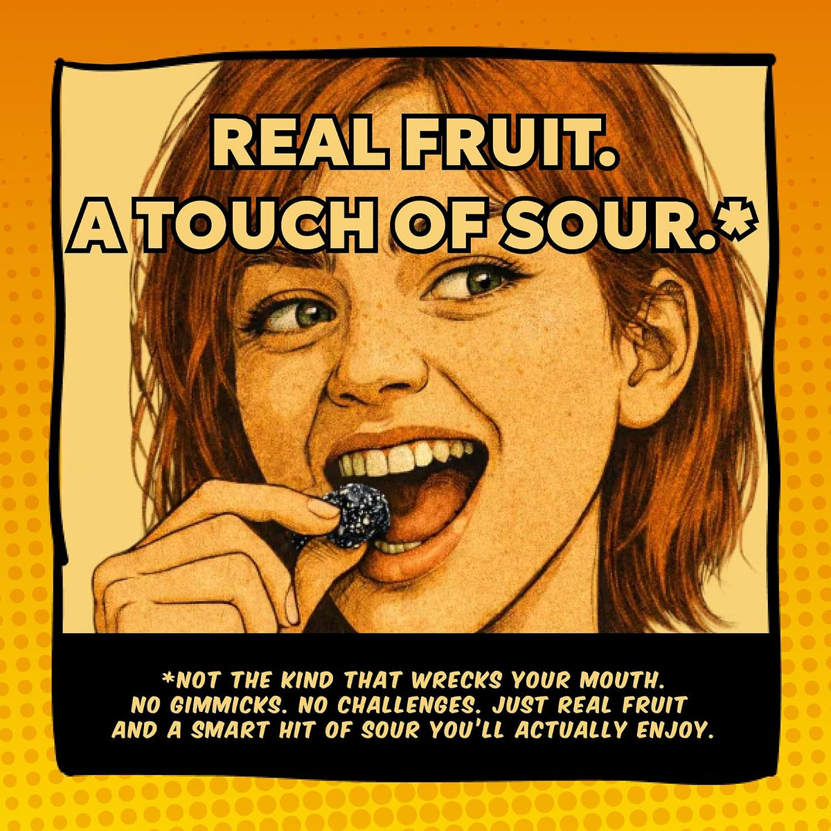 Real fruit sour bites poured out of the bag on a clean background.