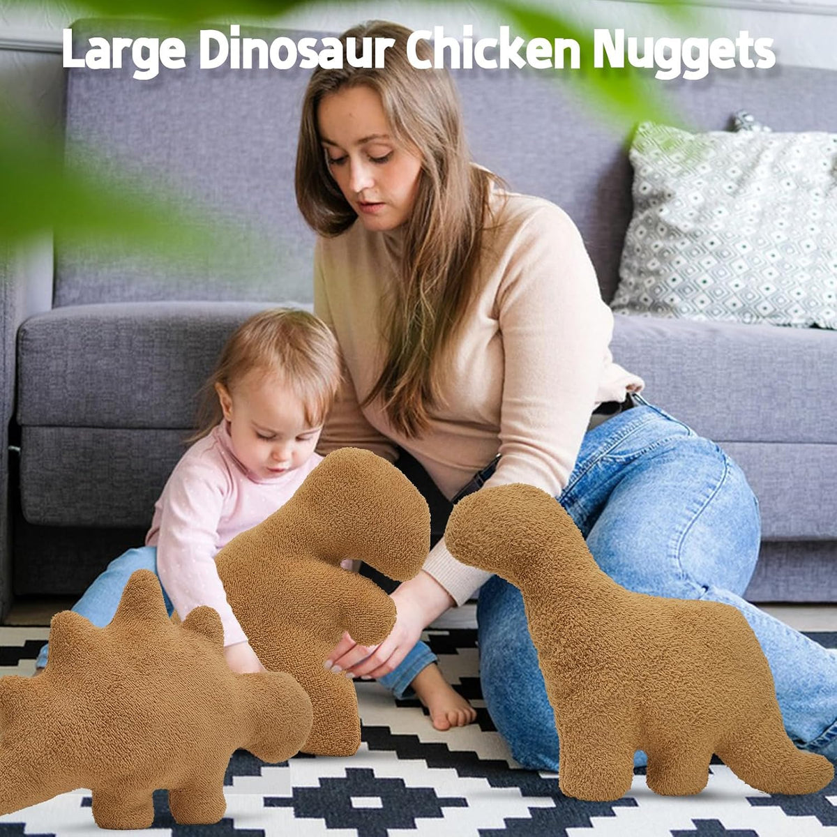 TVVPGG soft plush dinosaur toy used on couch