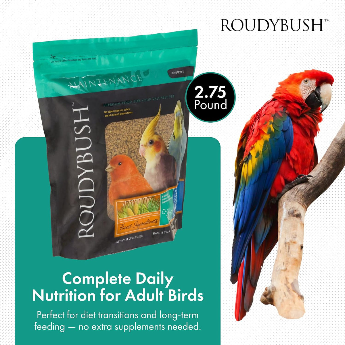 RoudyBush 44 Ounce crumbles bag size reference