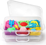 Sikmcle 2 Pcs Sand Tray Sensory Bin with lid and handle front view