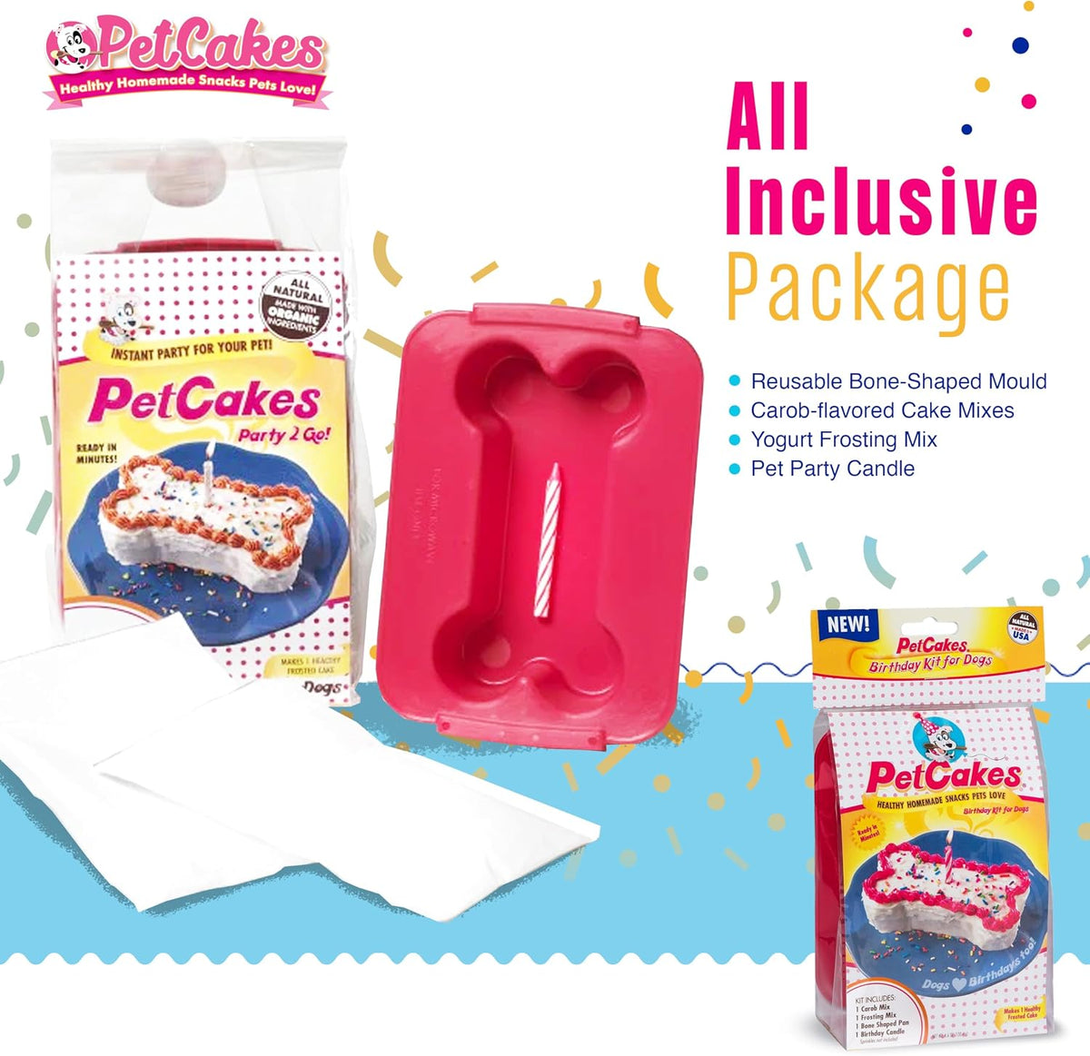 Ingredients and mixing instructions on PetCakes box