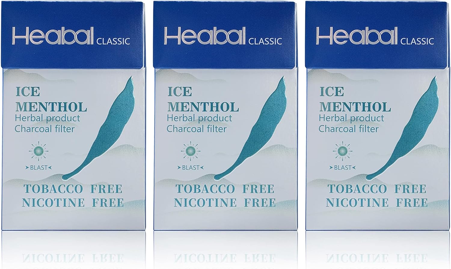 HEABAL Herbal Cigarettes - Ice Menthol - Free & Free - 3 Pack (20/Pack, 60 Total) incl. Frugal Smoker Sticker - Image 1