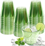Glowserve 9 Ounce Clear Green Plastic Cups front view