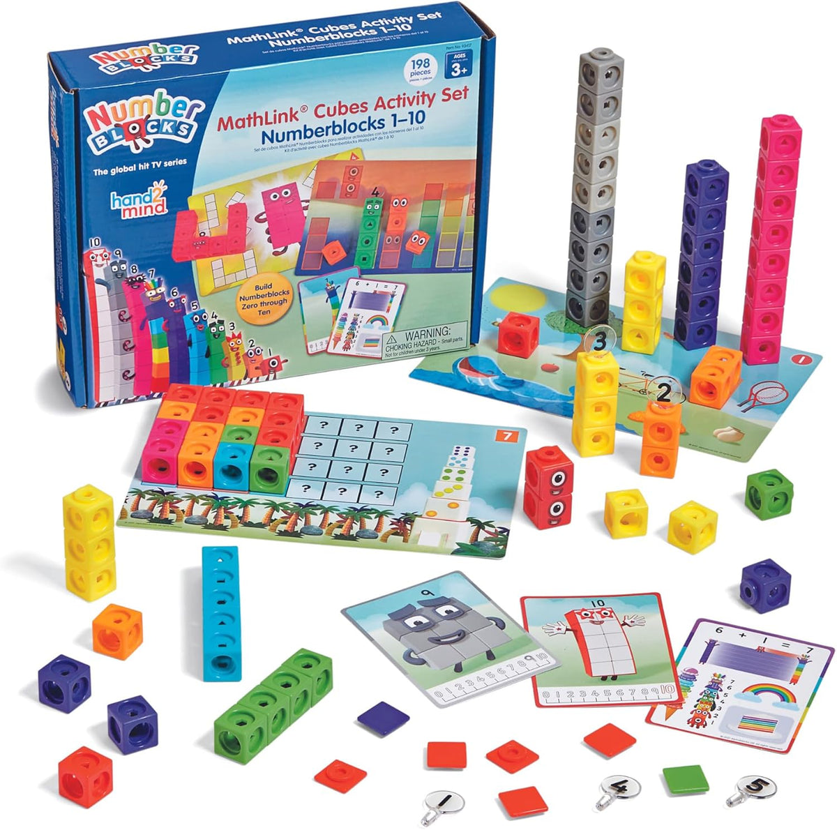 hand2mind MathLink Cubes Numberblocks 1-10 Activity Set front view showing educational packaging