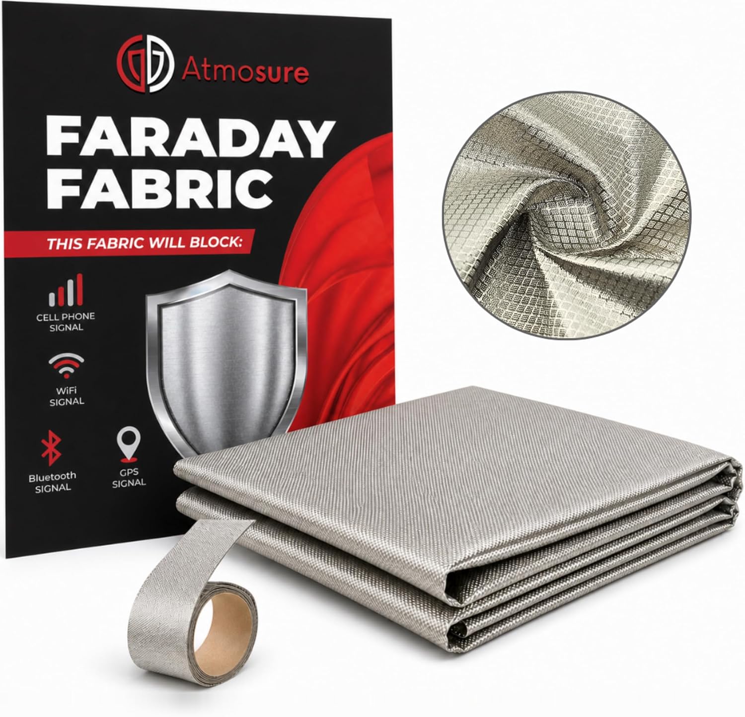ATMOSURE Faraday Fabric & Tape Kit for DIY - 44x36 Fabric, 197" Tape - Image 1