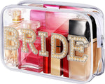 Bride Bag Clear Makeup Bag Wedding Gift Cosmetic Packet Mrs Pearl Bachelorette Toiletry Packet Wifey Pouch Rhinestone Letter PVC Travel Case Wifey Purse Portable(Mrs Style,White) - Image 10
