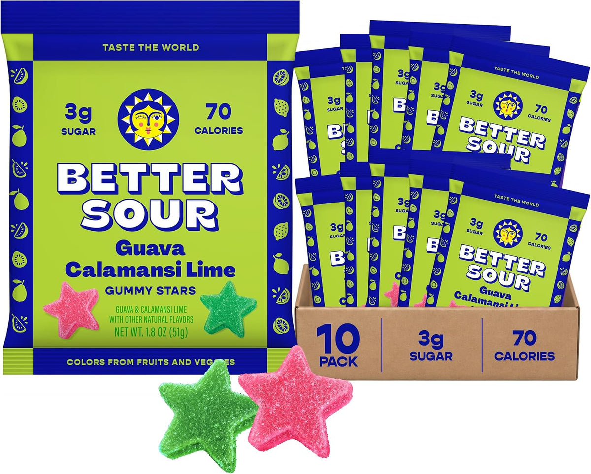 Better Sour Pomegranate Apricot Gummy Stars Candy, Healthy Candy with Low Sugar Gummies, Fiber Gummies with Added Fiber (Pack of 10) - Image 11