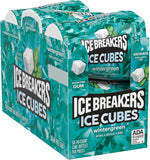 Ice Breakers cubical chewing gum pieces close up shot