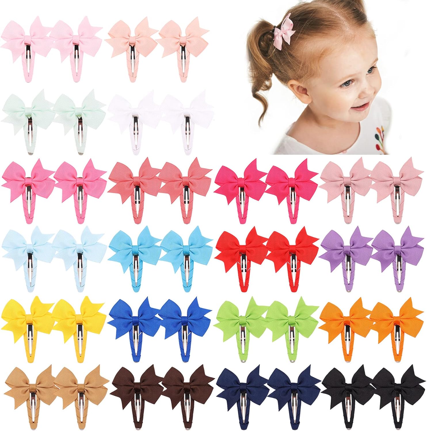 Yhxx Ylen 40 piece toddler hair clips front view with pinwheel bows