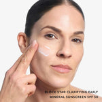 Back labels of Bliss Block Star sunscreen duo detailing zinc oxide formula.