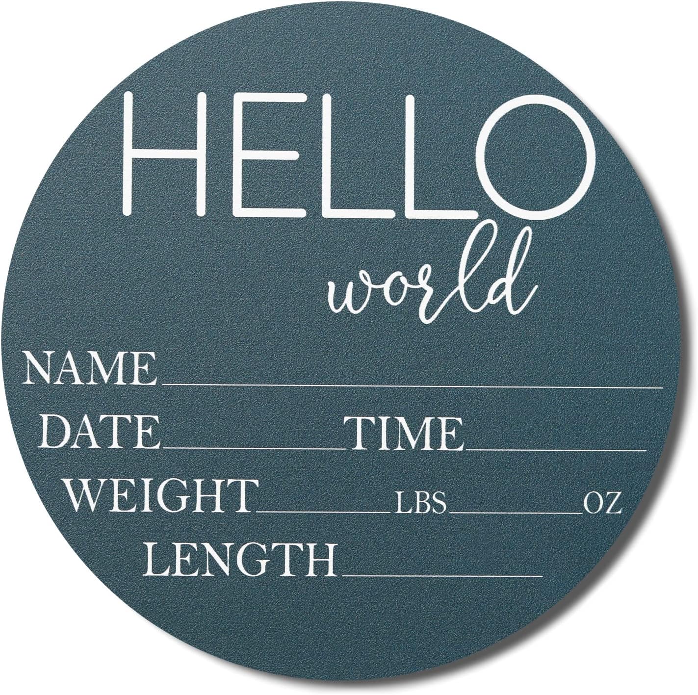 Hickory Hollow Designs baby announcement sign blue front view showcasing newborn birth stat lines.