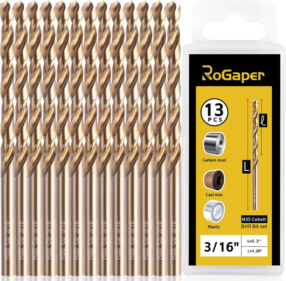 29Pcs Drill Bit Set, 135 Tip HSS with Black and Gold Finish, Metal Twist Jobber Drill Bit Kit for Hardened Metal, Steel, Plastic, Wood with Indexed Storage Case, 1/16" - 1/2" - Image 13