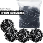 Shellwei charcoal body scrubber mesh shower puff stacked view