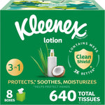 Kleenex Lotion Facial Tissues 8 cube box bulk pack front view