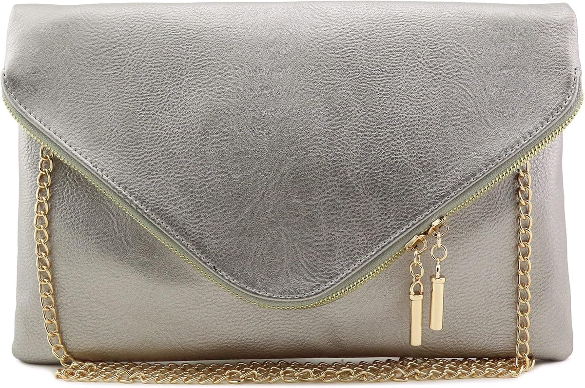 Oversized Envelope Clutch Evening Bag with Chain Strap - Image 13