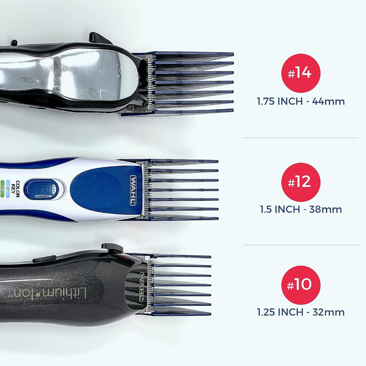 Premium XL Clipper Guards, Extra Strong and Sturdy, 1.75 Inch (44mm) 1.5 Inch (38mm) 1.25 Inch (32mm) (#14, #12, #10) Extra Long, Large Guide Comb Set Fits Most Wahl Full Size Hair Clippers - Image 7