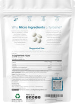 Micro Ingredients L-Tyrosine supplement package nutritional facts label