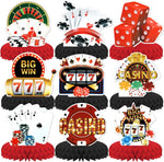 Kskspe 9 piece casino theme honeycomb centerpieces set front view