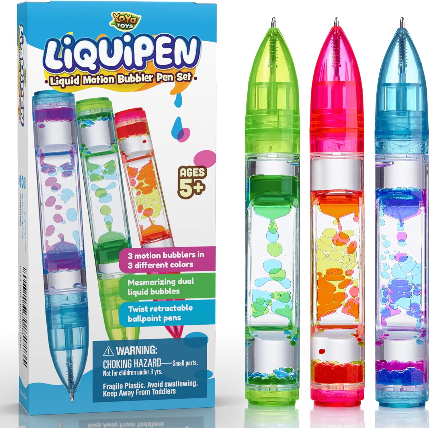 YoYa Toys Liquipen liquid motion bubbler pen set front view