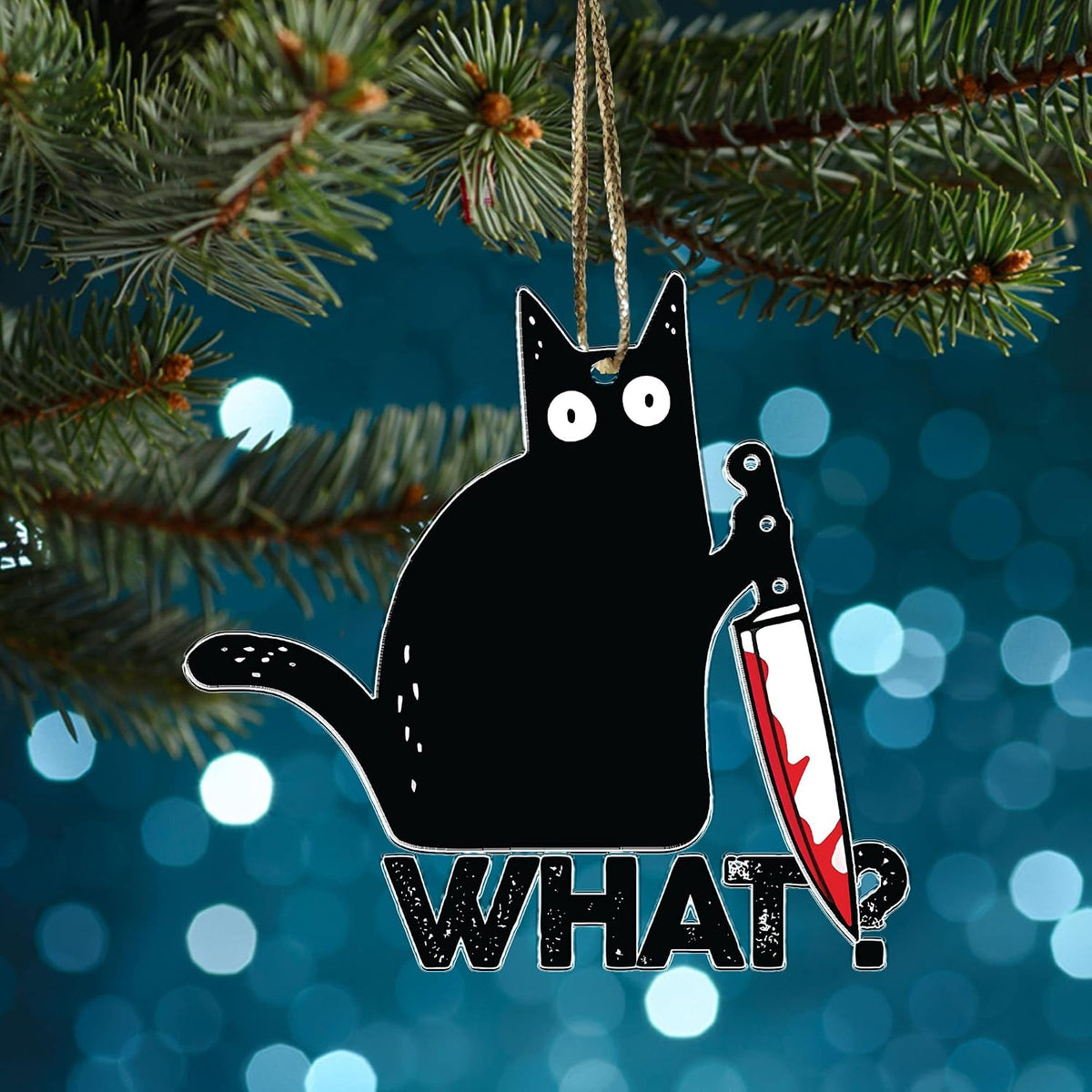 Crazytops two-sided acrylic cat ornament for holiday tree