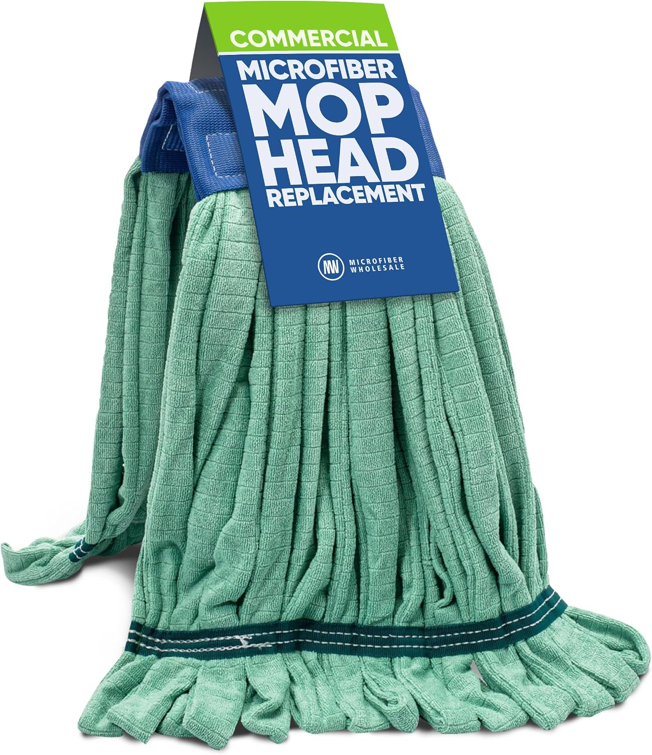 Microfiber Wholesale commercial mop head front view in green color